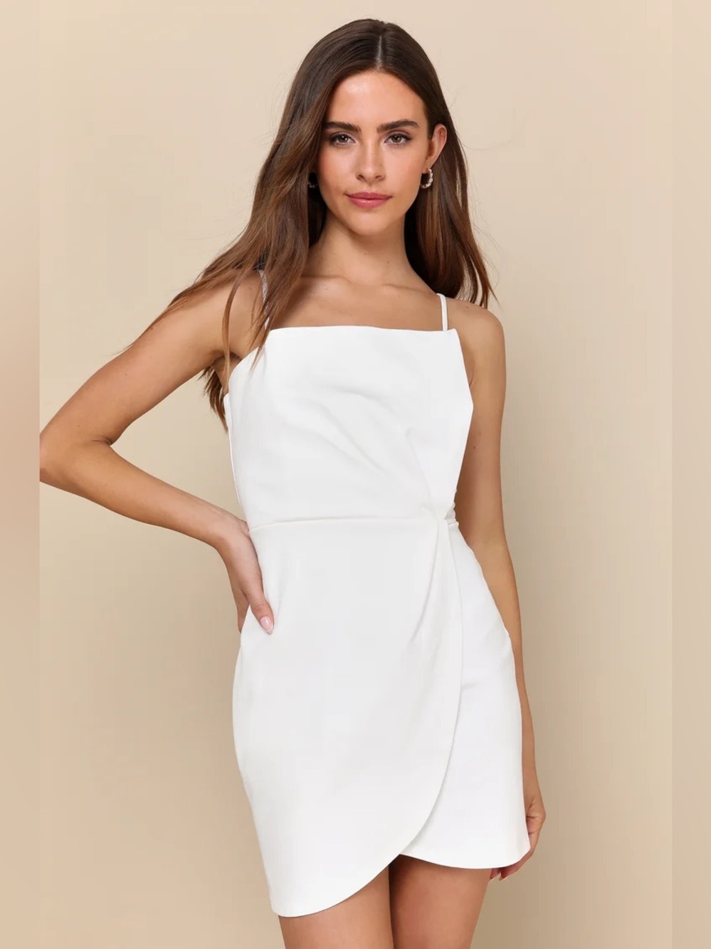 NWT Lulus Drinks On Me White Sleeveless Pleated Bodycon Dress Medium Color White
